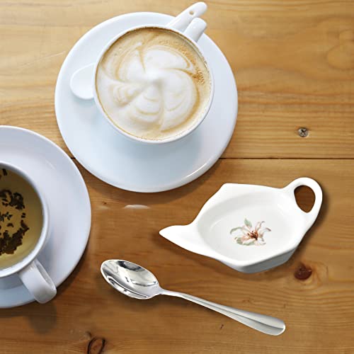 WSKC Ceramic Tea Bag Holder Teapot shaped Teabag Coaster Tray 4.5 inches Spoon Rest with Spoon - Image 5