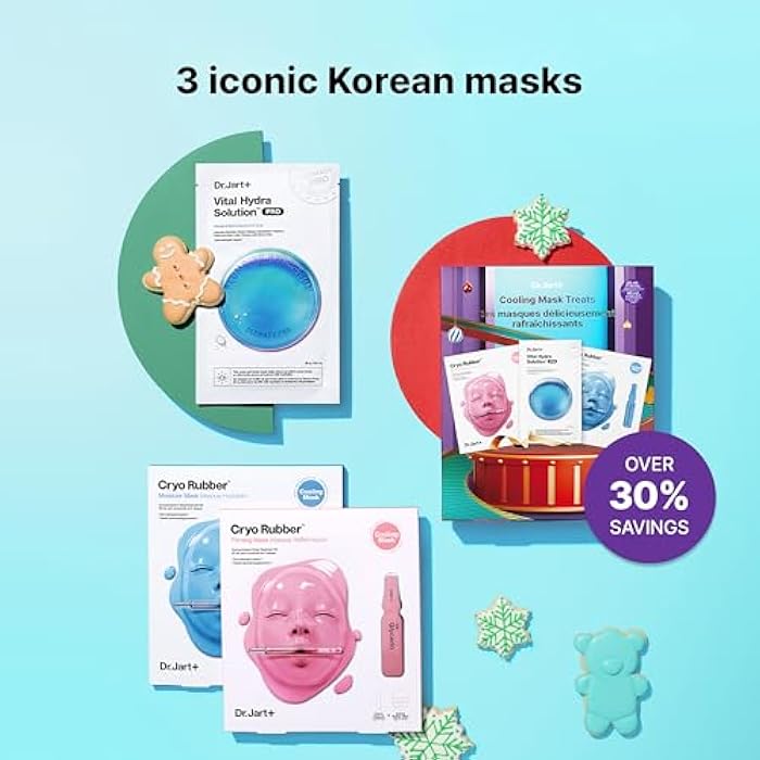 Dr.Jart+ Cooling Mask Treats Korean Skin Care Gift Set with Vital Hydra Solution Pro and Cryo Rubber Moisturizing and Firming Masks | Limited Edition Holiday Set - Image 2