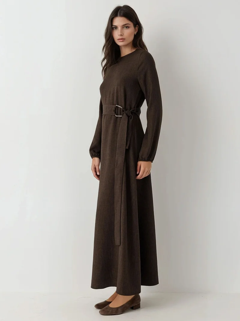 HICCUP Long Sleeve Maxi Dress Arched Detail