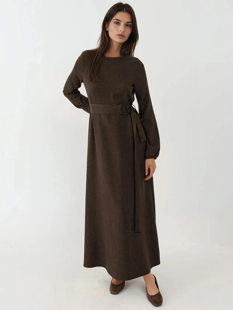 HICCUP Long Sleeve Maxi Dress Arched Detail