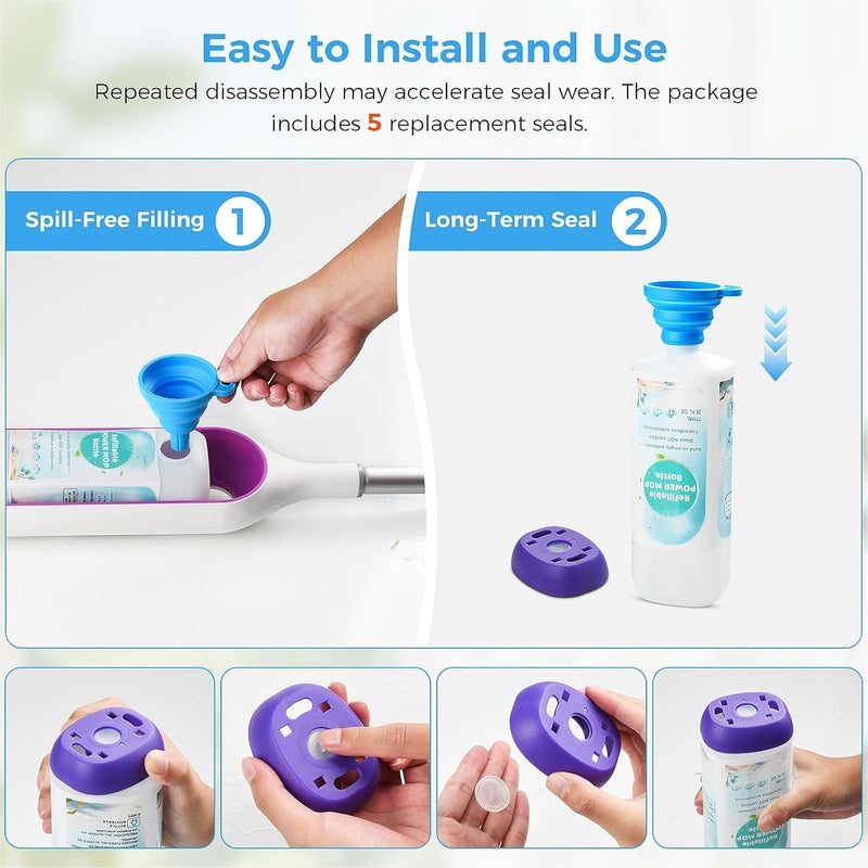 زجاجة قابلة لإعادة التعبئة لممسحة Power Mop من Swiffer PowerMop متعددة الأسطح، 775 مل، زجاجة HDPE قابلة لإعادة التعبئة مانعة للتسرب، سعة 26 أونصة سائلة، حاوية محلول قابلة لإعادة الاستخدام بديلة - Image 4