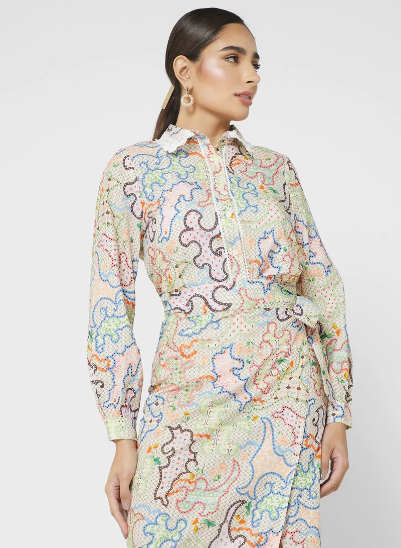 Never fully Dressed Printed Button Down Shirt