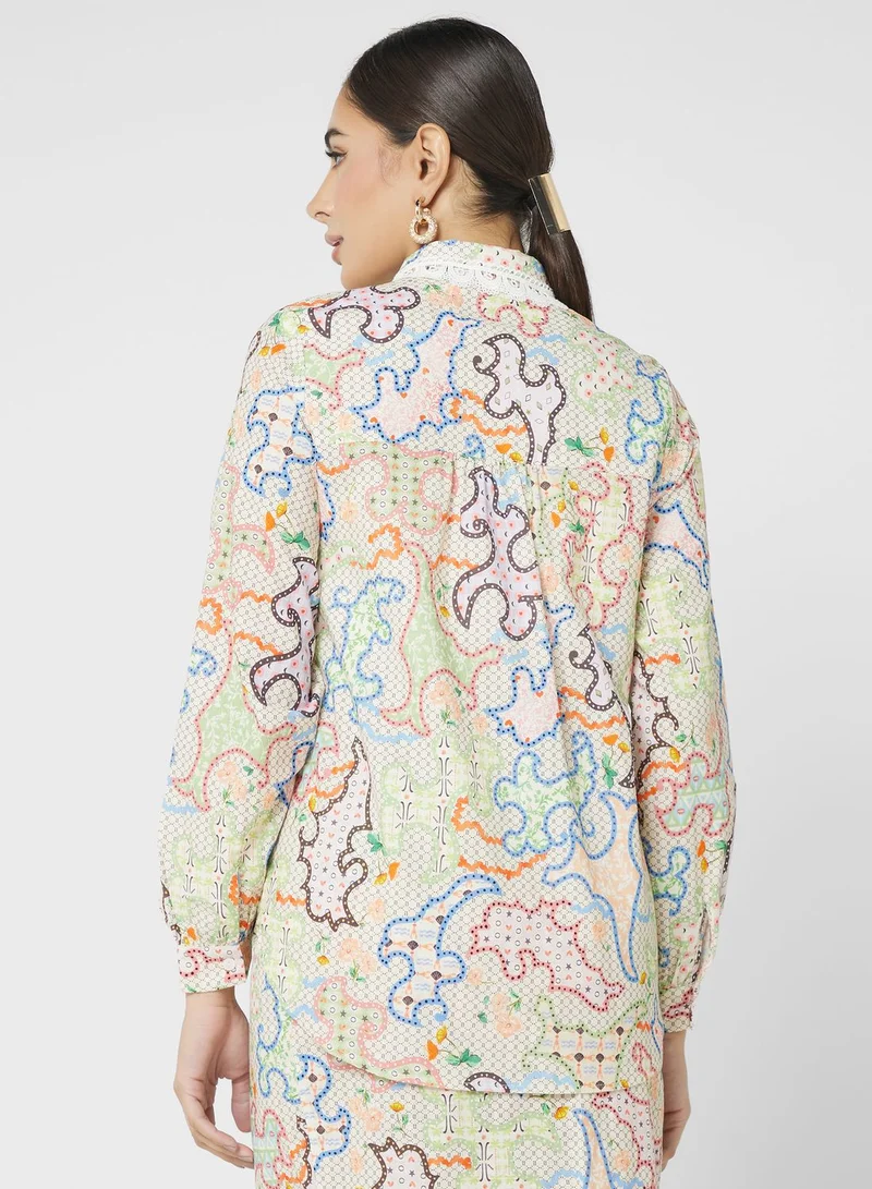Never fully Dressed Printed Button Down Shirt