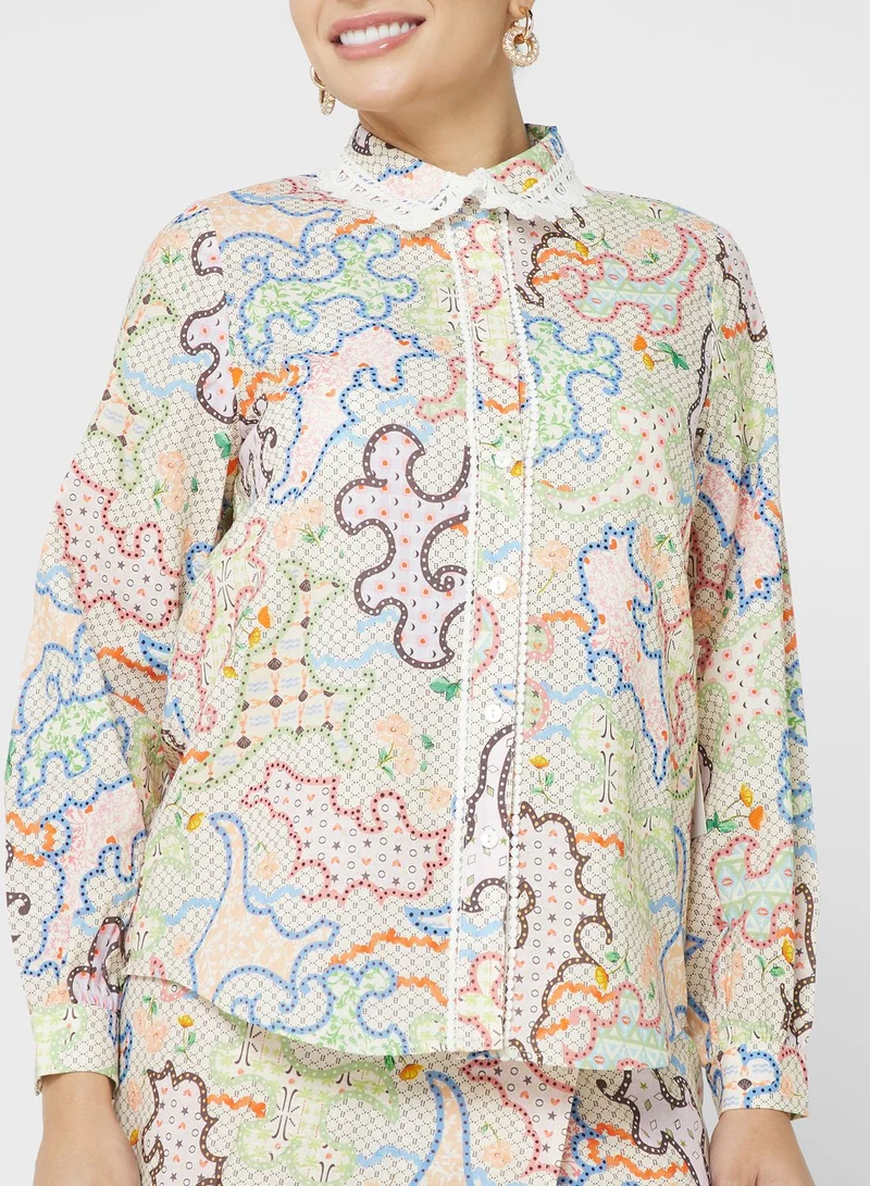 Never fully Dressed Printed Button Down Shirt