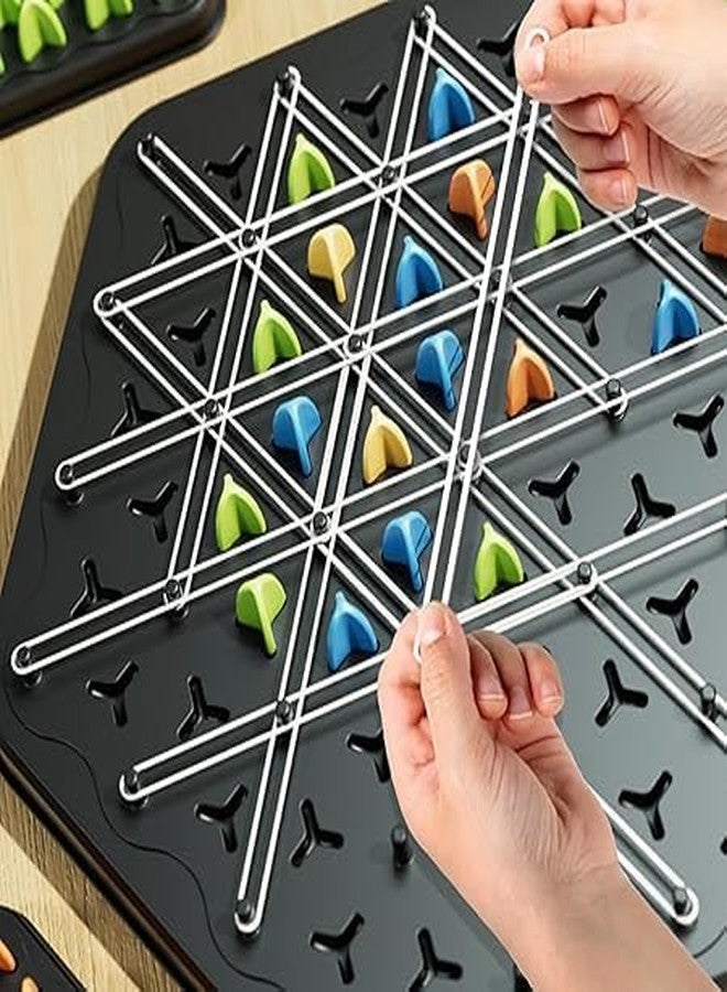 QUALIZA Chain Triangle Chess Game, Triggle Rubber Band Game, Strategy Board Games, Family Night Games for Kids and Adults. - Image 1