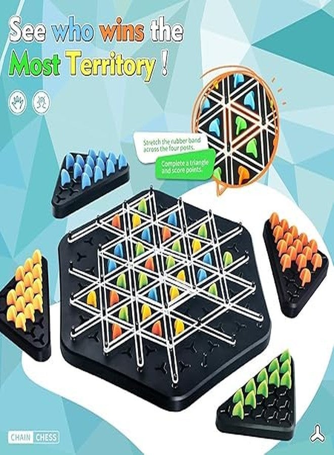 QUALIZA Chain Triangle Chess Game, Triggle Rubber Band Game, Strategy Board Games, Family Night Games for Kids and Adults. - Image 4