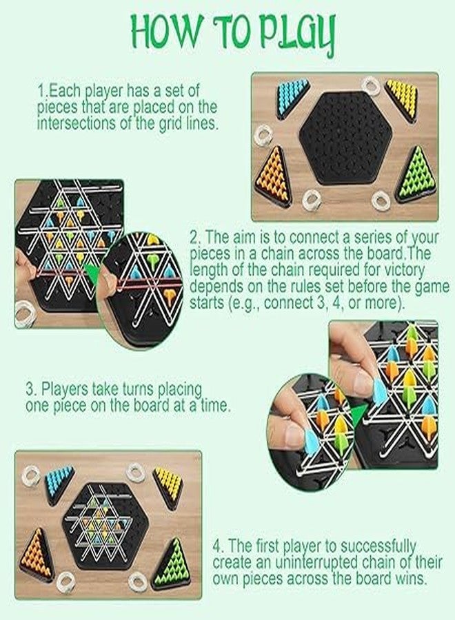 QUALIZA Chain Triangle Chess Game, Triggle Rubber Band Game, Strategy Board Games, Family Night Games for Kids and Adults. - Image 2