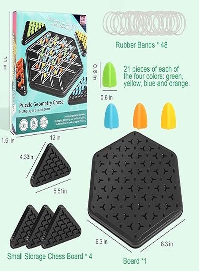 QUALIZA Chain Triangle Chess Game, Triggle Rubber Band Game, Strategy Board Games, Family Night Games for Kids and Adults. - Image 3