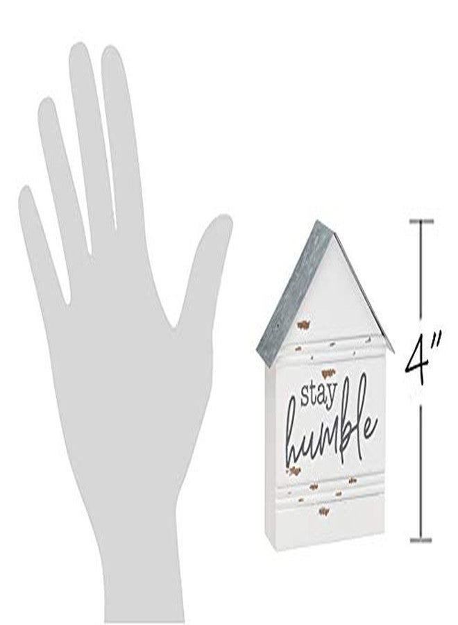 Collins Rustic House-Shaped Mini Wood Block Sign (Stay Humble) - Image 2