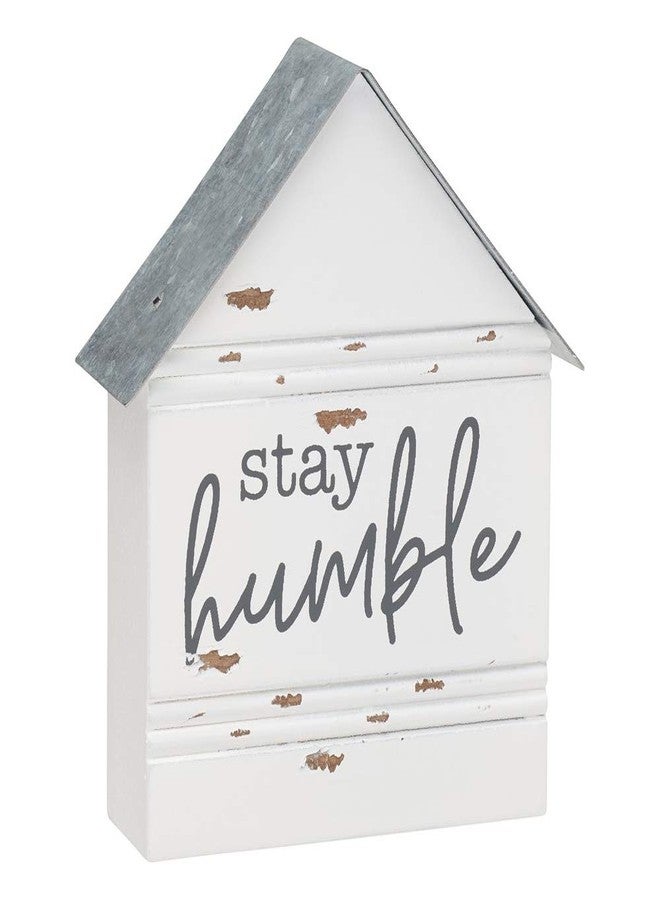 Collins Rustic House-Shaped Mini Wood Block Sign (Stay Humble) - Image 1