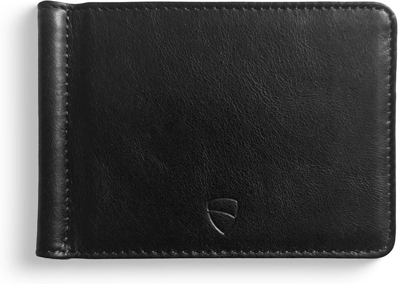 Vaultskin BROMPTON Slim Leather Money Clip RFID Wallet for Men (Black) - Image 1