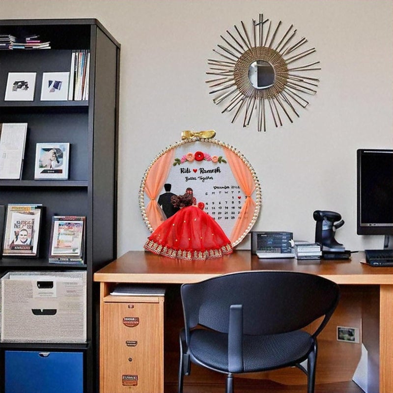 Wood Customized Embroidery Hoop Ideal Engagement GiftsMarriage Anniversary for Parents Handmade First LoveSave The DateWedding Keepsake for Couples Multicolour - Image 5