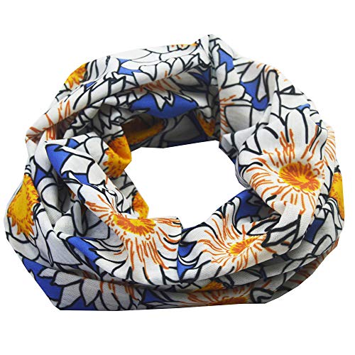 Obacle Bandana Face Mask Half Face Mask Dust Wind Sun Protection Durable Thin Neck Gaiter Seamless Tube Face Cover Mask for Men Women Motorcycle Fishing Bike Riding (Flower White Yellow Blue) - Image 4