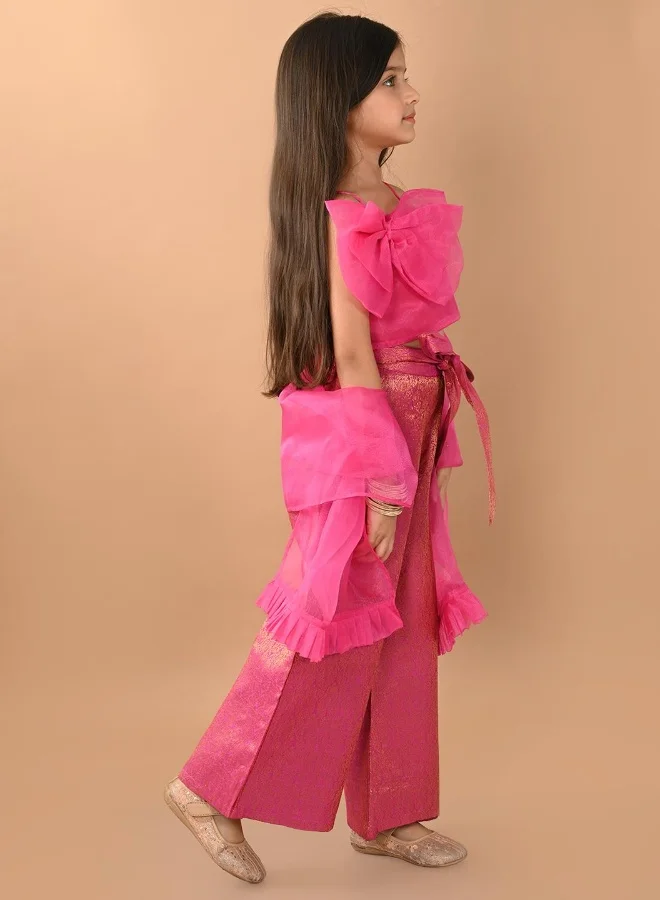 ليل بيكس Embossed Top with Flared Palazzo Set