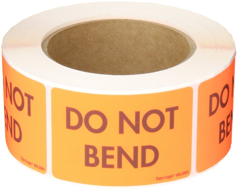 Tape Logic Aviditi Tape Logic 2" x 3","Do Not Bend" Fluorescent Red Warning Sticker, for Shipping, Handling, Packing, and Moving (1 Roll of 500 Labels) - Image 1