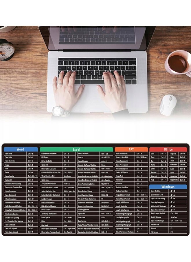 ماركة غير محددة - ماوس باد كبيرة للألعاب مع اختصارات برامج Office Excel، لوحة ماوس غير قابلة للانزلاق مع نمط اختصارات برامج Office، لوحة ماوس بتصميم شخصي بحجم ممتد 40 × 80 سم لمستخدمي المكاتب و برامج الاوفيس - Image 1
