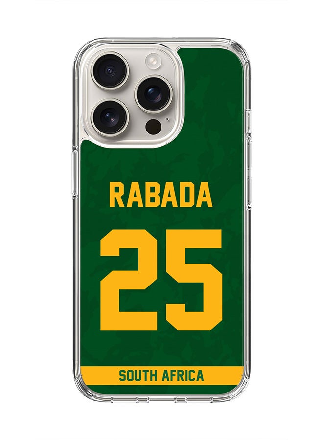 Stylizedd For iPhone 16 Pro Case [Compatible with MagSafe] Slim Magnetic cover Clear Phone Case - Team South Africa Kagiso Rabada, Jersey No 25 - Image 1
