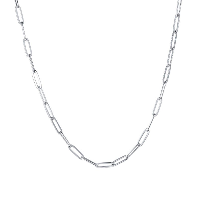 Sunling Stainless Steel Dainty Paperclip Link Chain Necklace for Women with Extension - Silver and Gold Color - Image 1