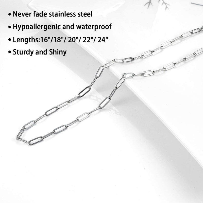 Sunling Stainless Steel Dainty Paperclip Link Chain Necklace for Women with Extension - Silver and Gold Color - Image 4