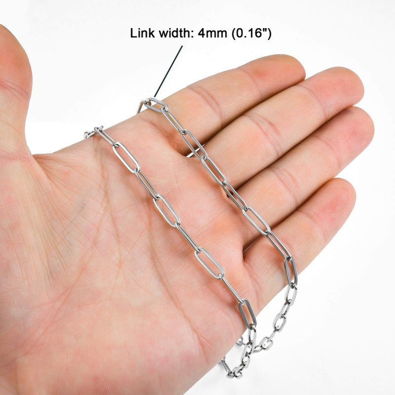 Sunling Stainless Steel Dainty Paperclip Link Chain Necklace for Women with Extension - Silver and Gold Color - Image 2