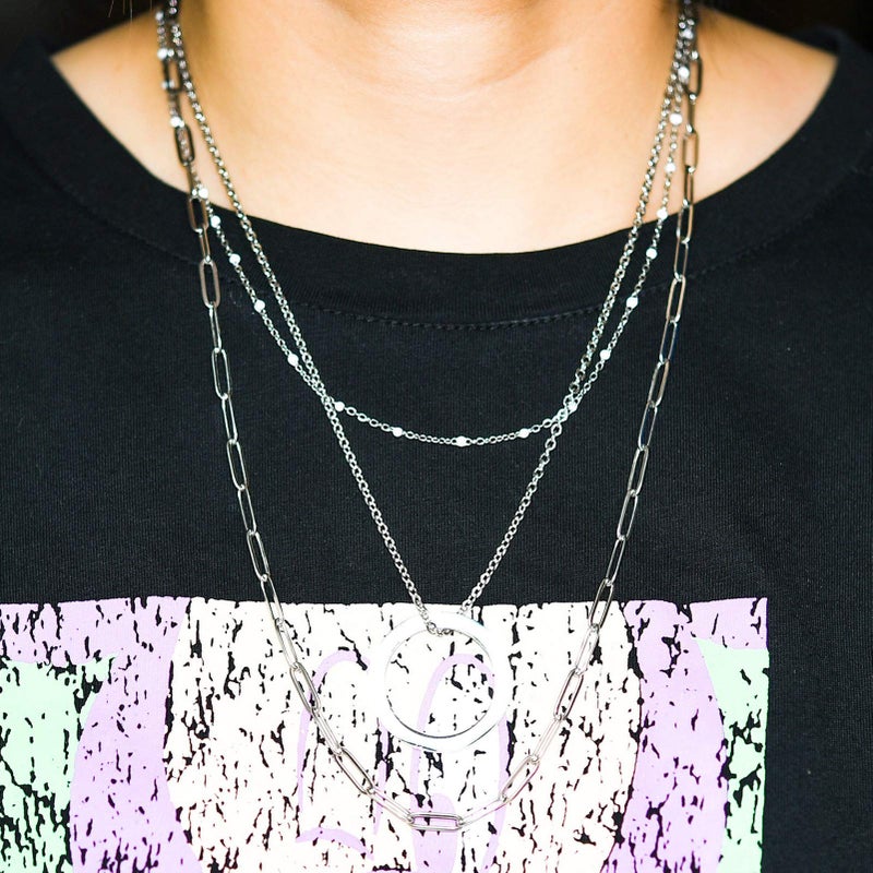 Sunling Stainless Steel Dainty Paperclip Link Chain Necklace for Women with Extension - Silver and Gold Color - Image 3