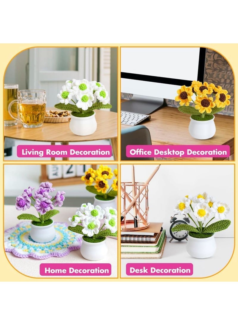 SYOSI طقم كروشيه للمبتدئين، 4 قطع سلسلة الزهور اللطيفة ديزي، دروس خطوة بخطوة، طقم حياكة للمبتدئين - Image 4