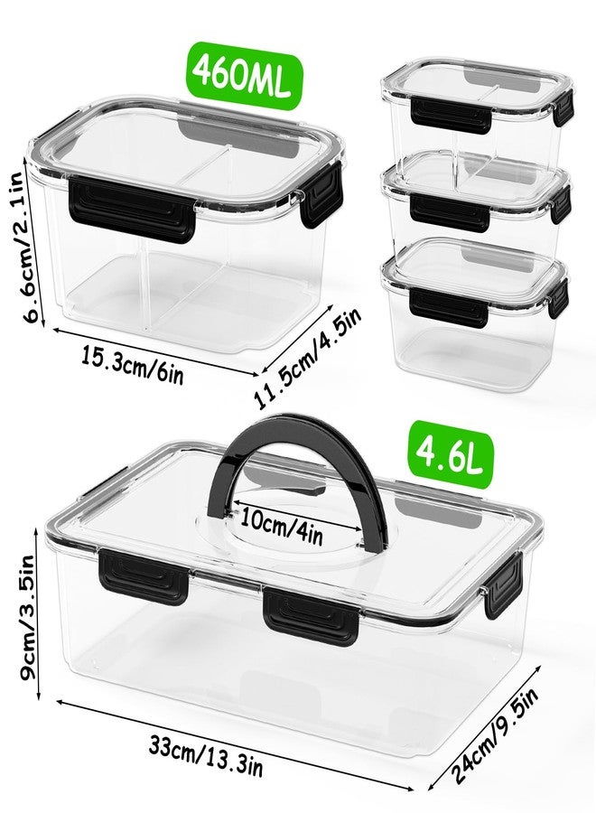 LOTKEY 5 Pack Fruit Storage Containers for Fridge, Divided Serving Tray with Lid and Handle Portable Snack Box Container BPA-Free Fridge Organizer Bins for Fruit, Veggie, Snack, Nuts - Image 2