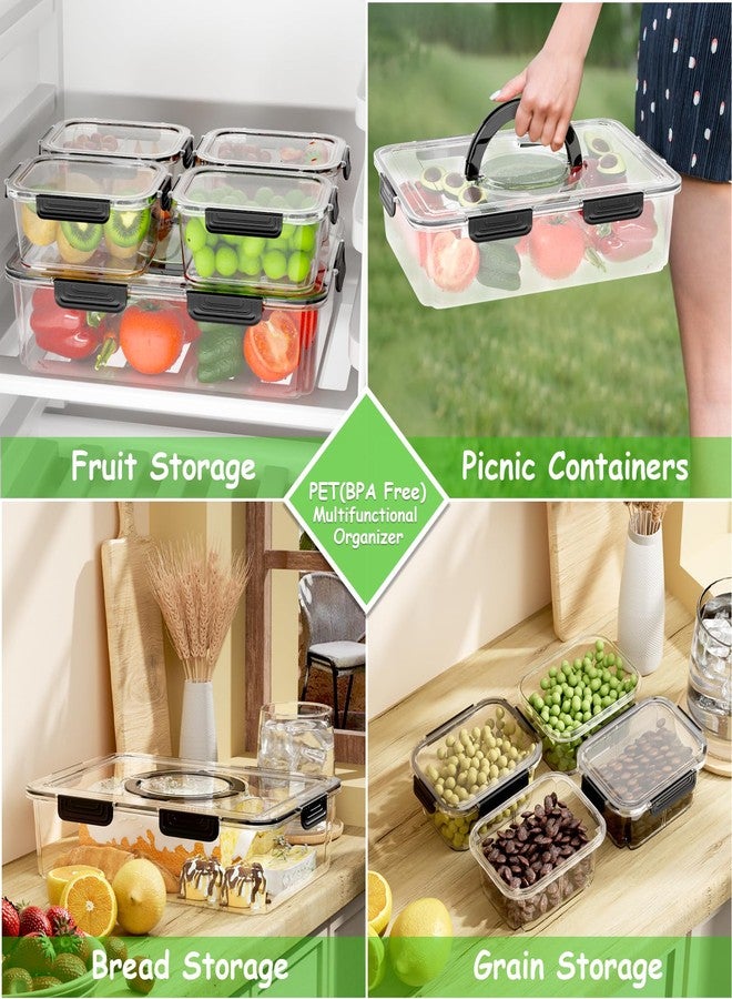 LOTKEY 5 Pack Fruit Storage Containers for Fridge, Divided Serving Tray with Lid and Handle Portable Snack Box Container BPA-Free Fridge Organizer Bins for Fruit, Veggie, Snack, Nuts - Image 5
