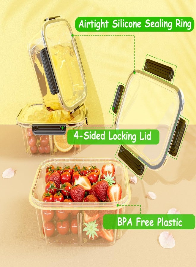LOTKEY 5 Pack Fruit Storage Containers for Fridge, Divided Serving Tray with Lid and Handle Portable Snack Box Container BPA-Free Fridge Organizer Bins for Fruit, Veggie, Snack, Nuts - Image 3