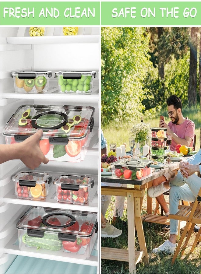 LOTKEY 5 Pack Fruit Storage Containers for Fridge, Divided Serving Tray with Lid and Handle Portable Snack Box Container BPA-Free Fridge Organizer Bins for Fruit, Veggie, Snack, Nuts - Image 4
