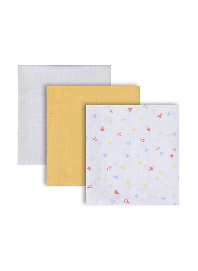 Clevamama 3 Piece Muslin Cloth Set  Super Soft Bamboo And Cotton Yellow  - Image 3