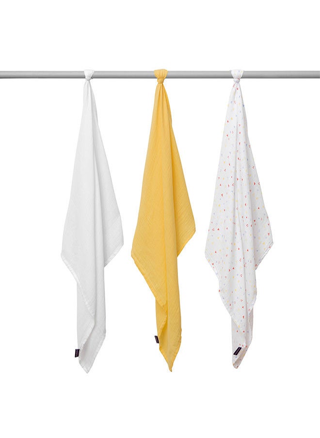 Clevamama 3 Piece Muslin Cloth Set  Super Soft Bamboo And Cotton Yellow  - Image 5