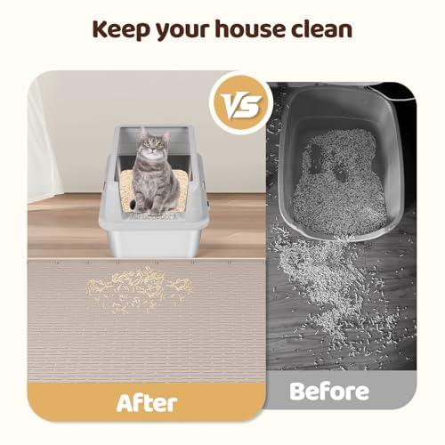 Bartuke Cat Litter Mat, XXL Extra Large 50" x 35" Silicone Mat Litter Trapping Mat for Scatter Control, Soft on Kitty Paws, Easy to Clean (Khaki) - Image 5