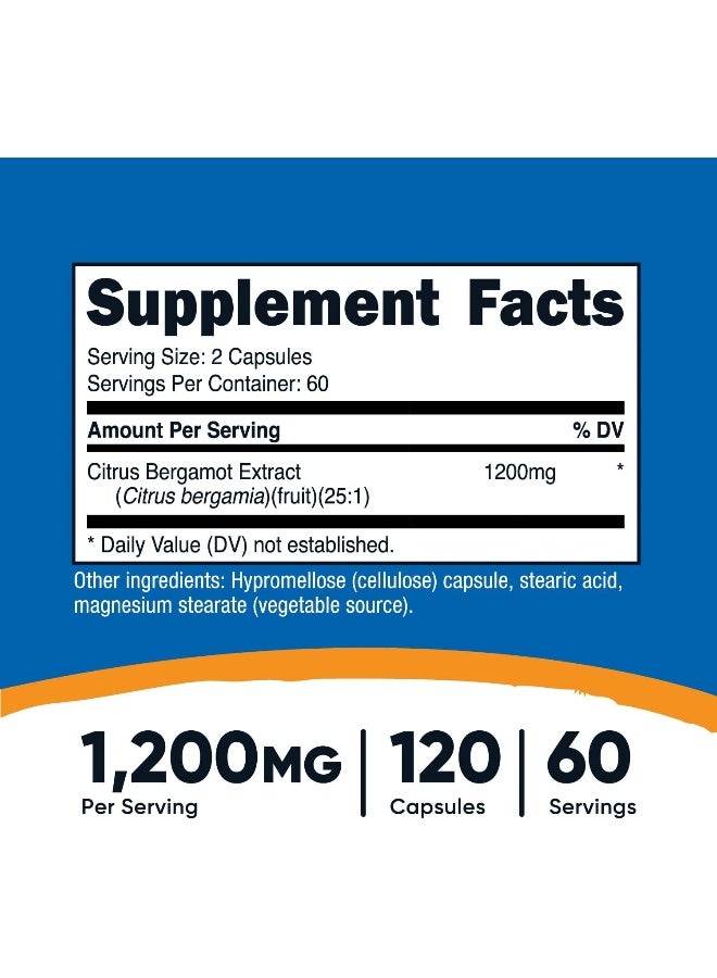 Nutricost Citrus Bergamot Capsules 1,200Mg, 120 Capsules 25:1 Bergamot Extract 60 Servings, Gluten Free, Vegan And Nongmo - Image 2