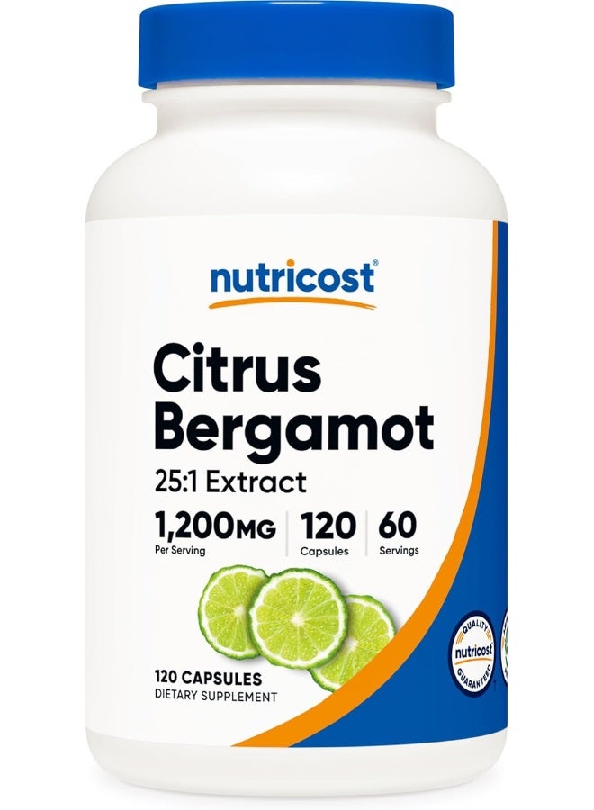 Nutricost Citrus Bergamot Capsules 1,200Mg, 120 Capsules 25:1 Bergamot Extract 60 Servings, Gluten Free, Vegan And Nongmo - Image 1