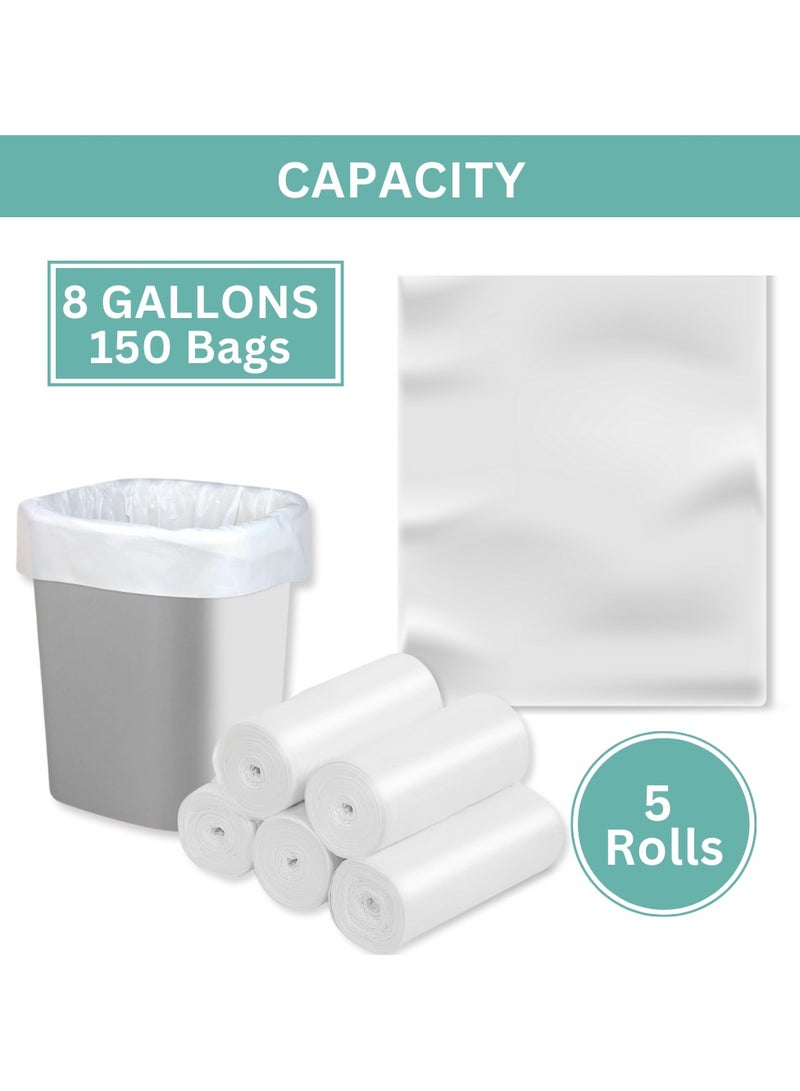 AlsayedP 8 Gallons 150 Trash Bags Heavy Duty White Plastic Garbage Bags for Contractor, Industrial, Home, Kitchen, Commercial, Yard, Lawn, Leaf (8 Gallons, 150 Bags)  - Image 2