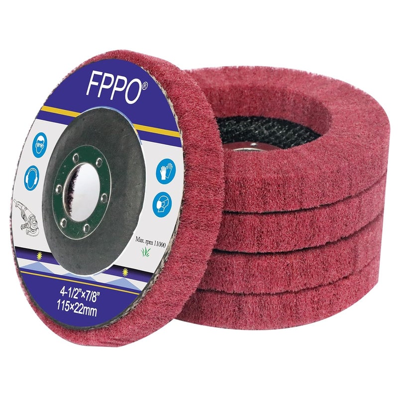 FPPO 5Pcs 4.5" x 7/8" Nylon Fiber Flap Disc Polishing Grinding Wheel,Scouring pad Buffing Wheel for Angle Grinder, Polishing Tools (Grit 320) - Image 1