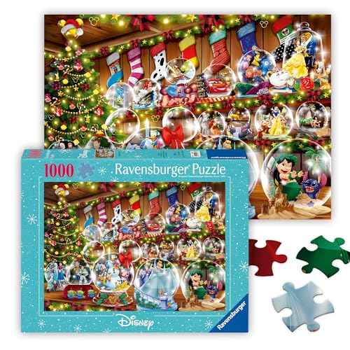 Ravensburger Disney Christmas 1000 Piece Jigsaw Puzzle Dazzling Snow Globes with Cinderella Snow White Mickey Mouse and More Premium Quality Ages 12 - Image 1
