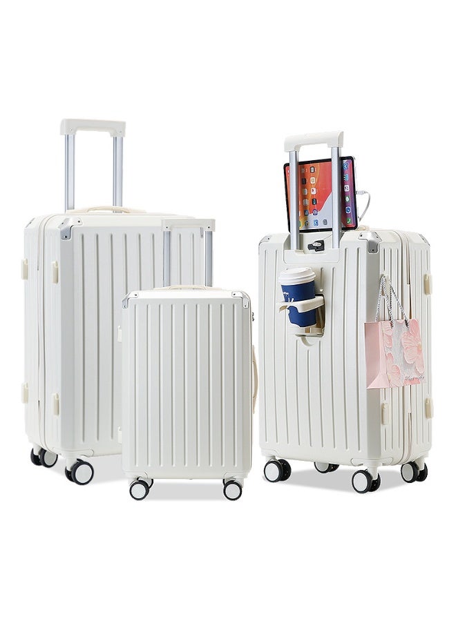 XiuWoo Luggage Set 3 Piece Suitcase Set,20 24 28 inch luggage with spinner wheels hard shell luggage sets with TSA Lock Lightweight Luggage Set for Women man PC hard shell suitcases sturdy durable,White - Image 1