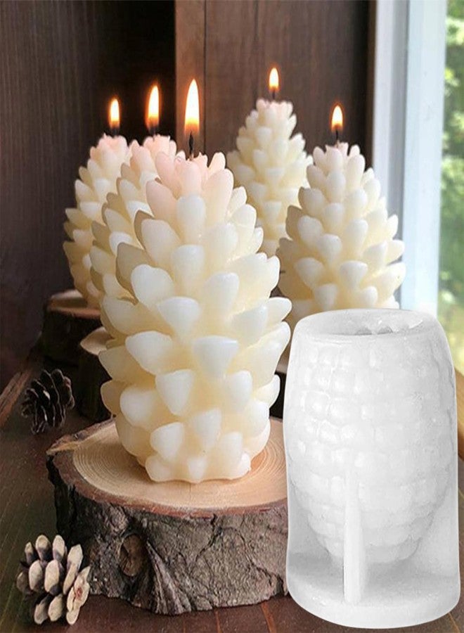 BASEMMAHER Christmas Pine Cone Candle Mold Soap Mold 3D Pinecone Silicone Candle Chocolate Concrete Clay Mold Xmas Theme Resin Concrete Mould for Xmas DIY Craft Autumn Table Home Decor Supplies - Image 1
