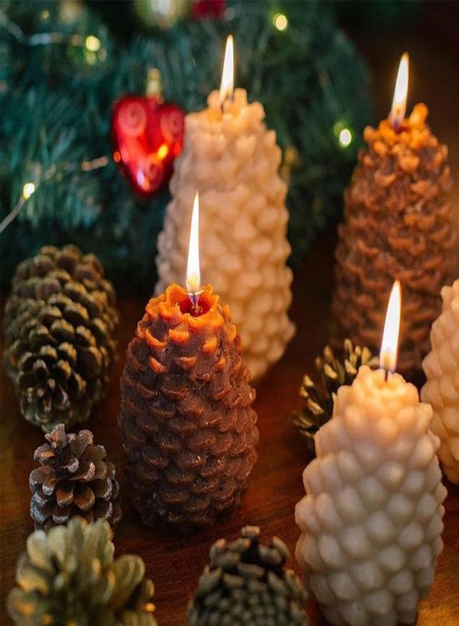 BASEMMAHER Christmas Pine Cone Candle Mold Soap Mold 3D Pinecone Silicone Candle Chocolate Concrete Clay Mold Xmas Theme Resin Concrete Mould for Xmas DIY Craft Autumn Table Home Decor Supplies - Image 4