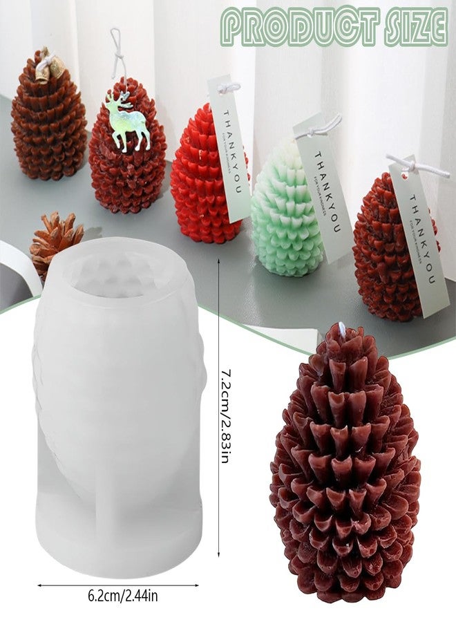 BASEMMAHER Christmas Pine Cone Candle Mold Soap Mold 3D Pinecone Silicone Candle Chocolate Concrete Clay Mold Xmas Theme Resin Concrete Mould for Xmas DIY Craft Autumn Table Home Decor Supplies - Image 2
