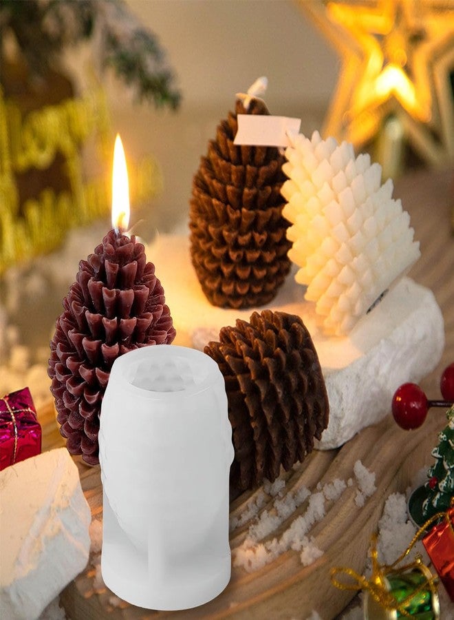 BASEMMAHER Christmas Pine Cone Candle Mold Soap Mold 3D Pinecone Silicone Candle Chocolate Concrete Clay Mold Xmas Theme Resin Concrete Mould for Xmas DIY Craft Autumn Table Home Decor Supplies - Image 3