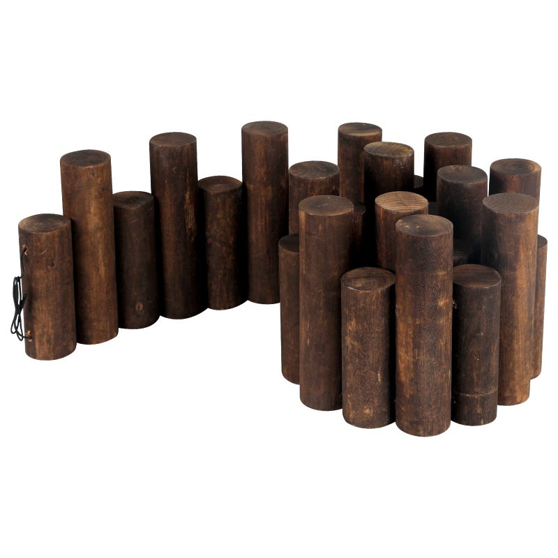 Worth Garden Log Rolls Edging - Wooden Short Fence Border - 6.5 in. H x 47 in. L Burnt Wood Finish Outdoor Garden Lawn Landscape Edging Flexible Decorative Heavy-Duty Tree Fence Border - Image 1