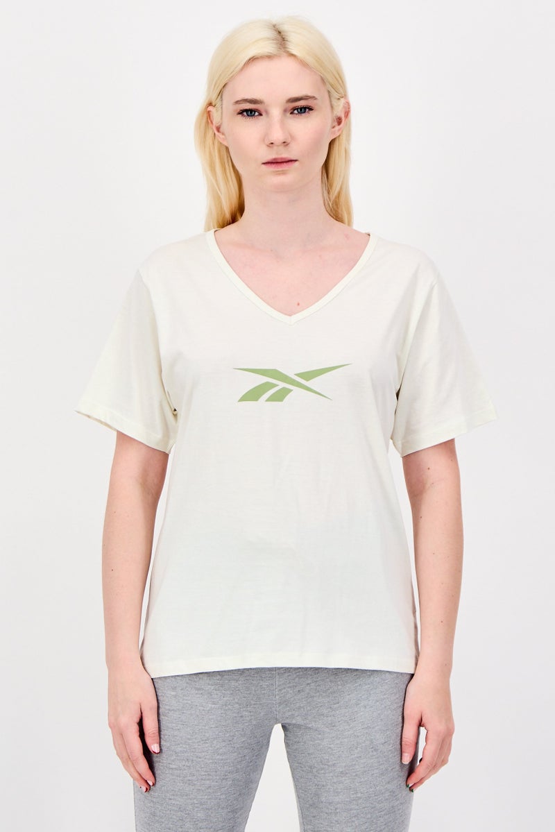Reebok Women Sportswear Fit Short Sleeve Outdoor T-shirt, Off White - Image 1