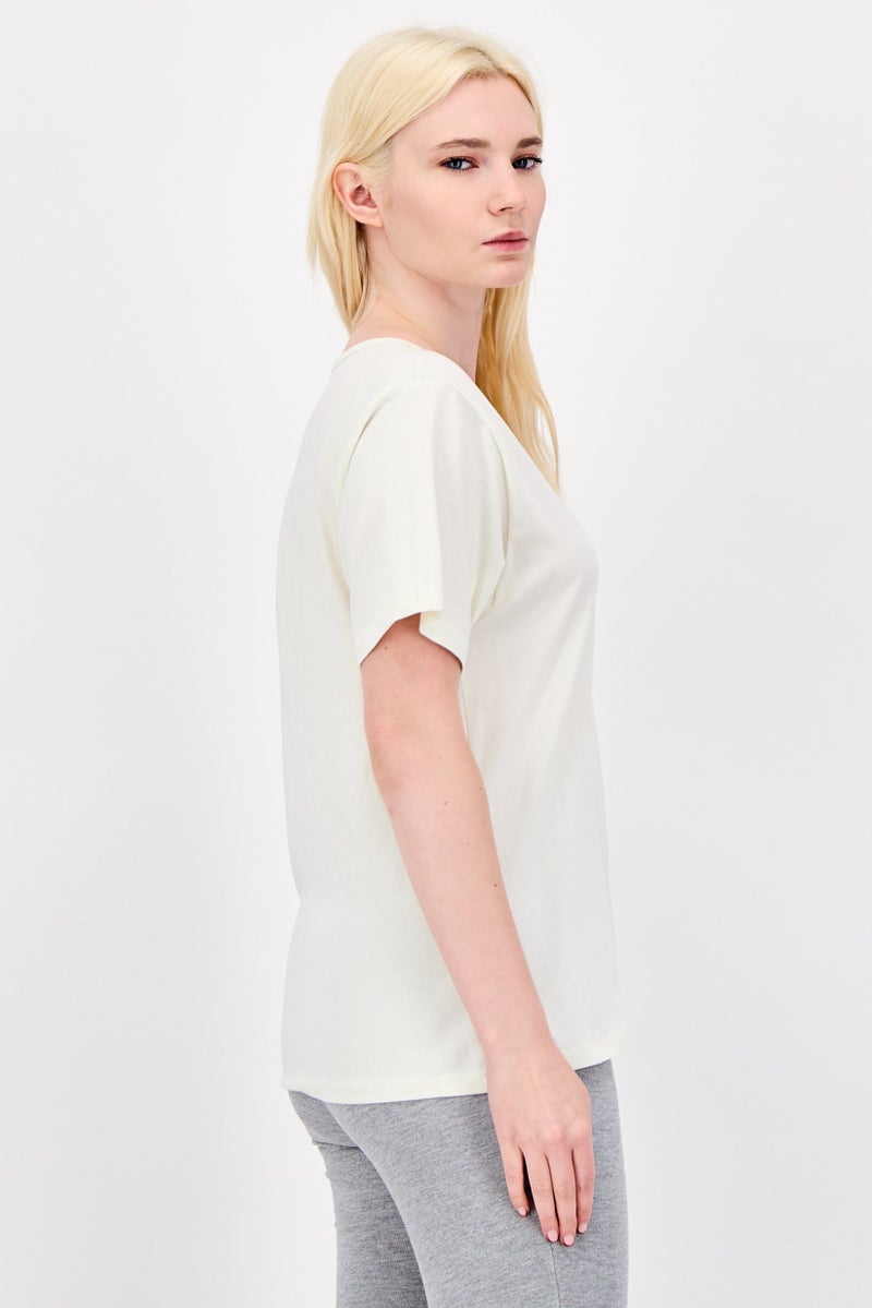 Reebok Women Sportswear Fit Short Sleeve Outdoor T-shirt, Off White - Image 3