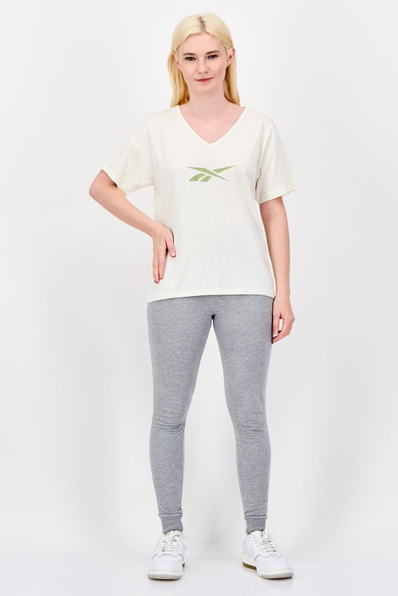 Reebok Women Sportswear Fit Short Sleeve Outdoor T-shirt, Off White - Image 4
