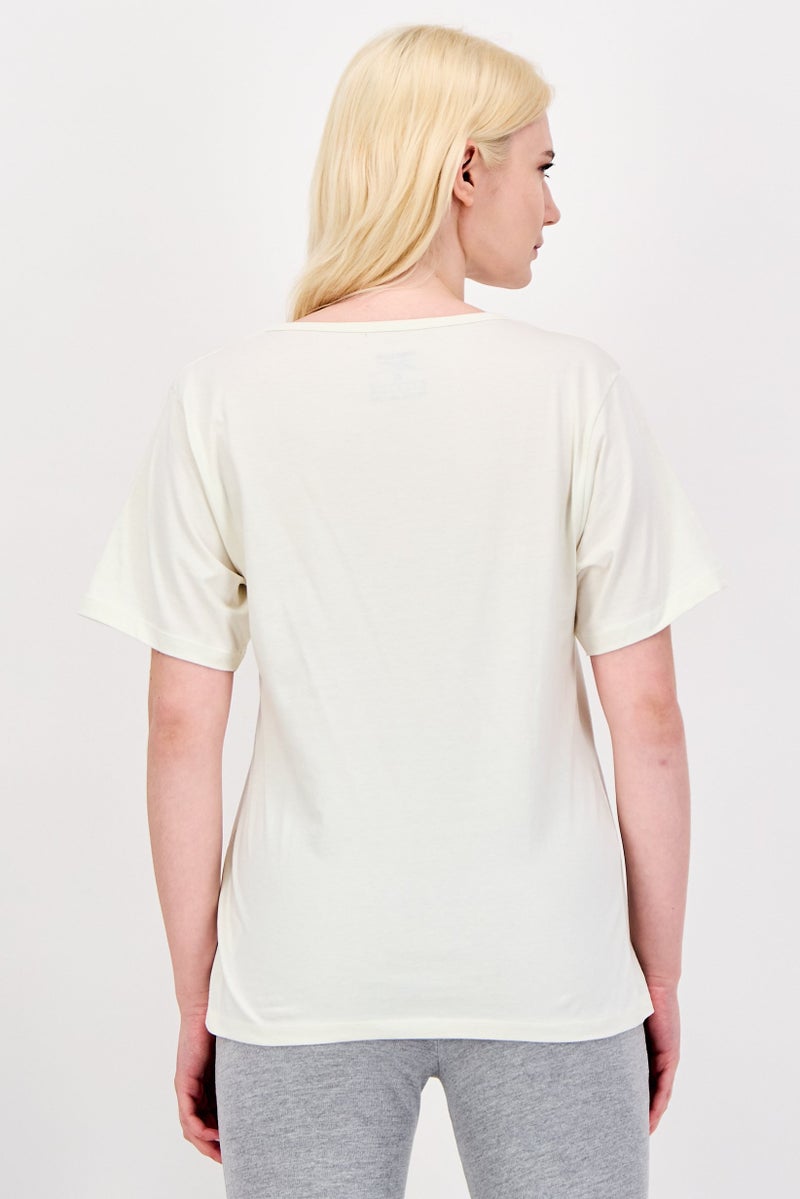 Reebok Women Sportswear Fit Short Sleeve Outdoor T-shirt, Off White - Image 2