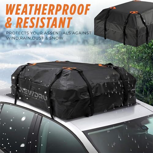 NEWDRU Durable Roof Top Cargo Bag 425L Capacity - Waterproof & Dustproof Car Roof Bag | Heavy-Duty Roof Carrier for Cars with Roof Rack, Rails, or Bars | 15 Cubic Feet - (Black) - Image 5