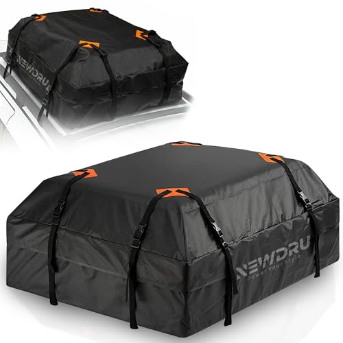 NEWDRU Durable Roof Top Cargo Bag 425L Capacity - Waterproof & Dustproof Car Roof Bag | Heavy-Duty Roof Carrier for Cars with Roof Rack, Rails, or Bars | 15 Cubic Feet - (Black) - Image 1